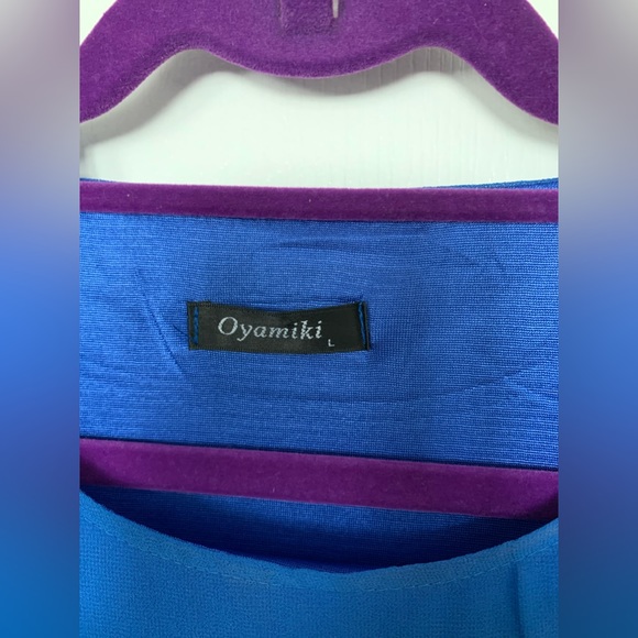 Royal Blue Casual ChiffonTop Scoop Neck 3/4 Sleeve Double Layer, Like New - Picture 7 of 10